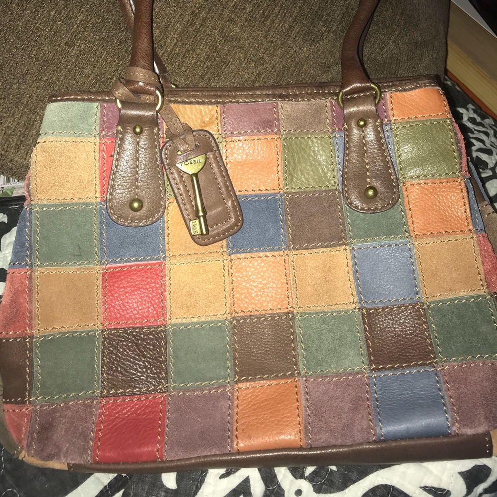 Fossil patch work leather and suede purse